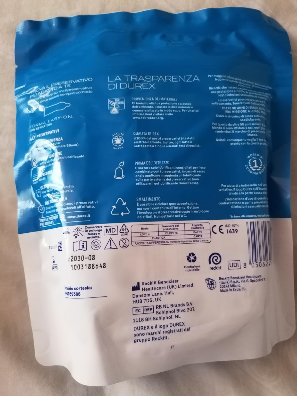 Durex Settebello Jeans preservativi classici 56 mm 40 pezzi regular