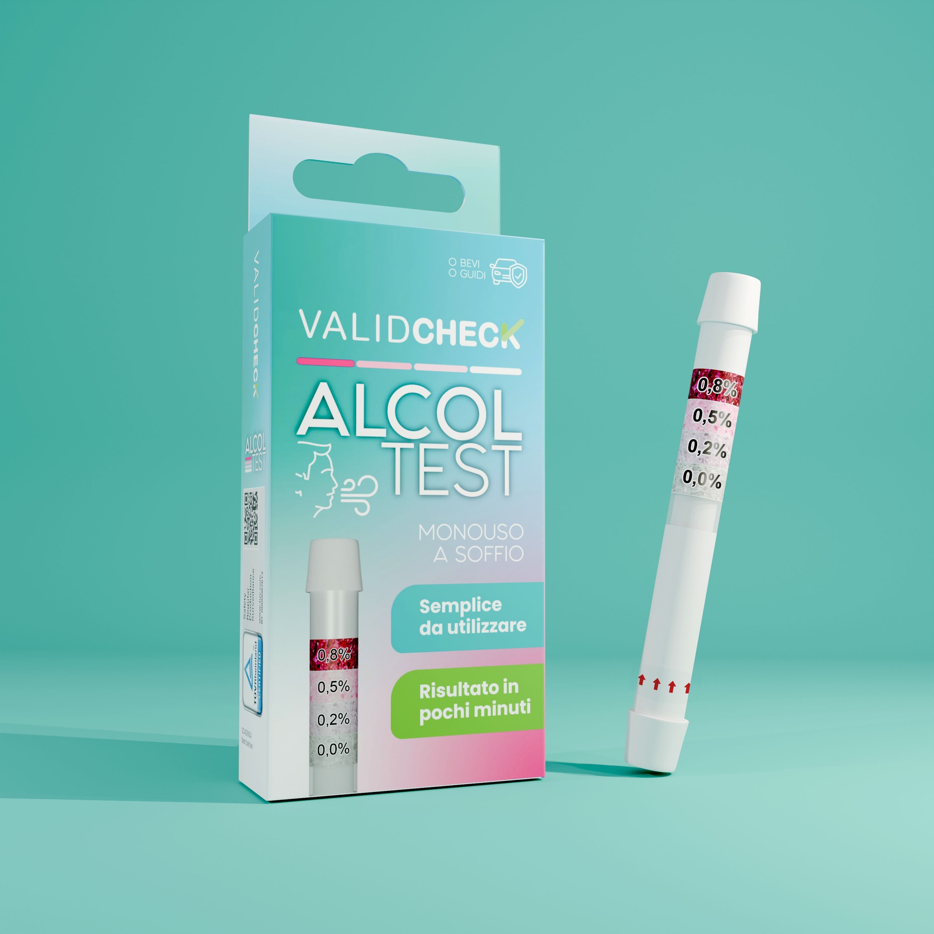 Validcheck alcol test monouso risultato in 2-4 minuti