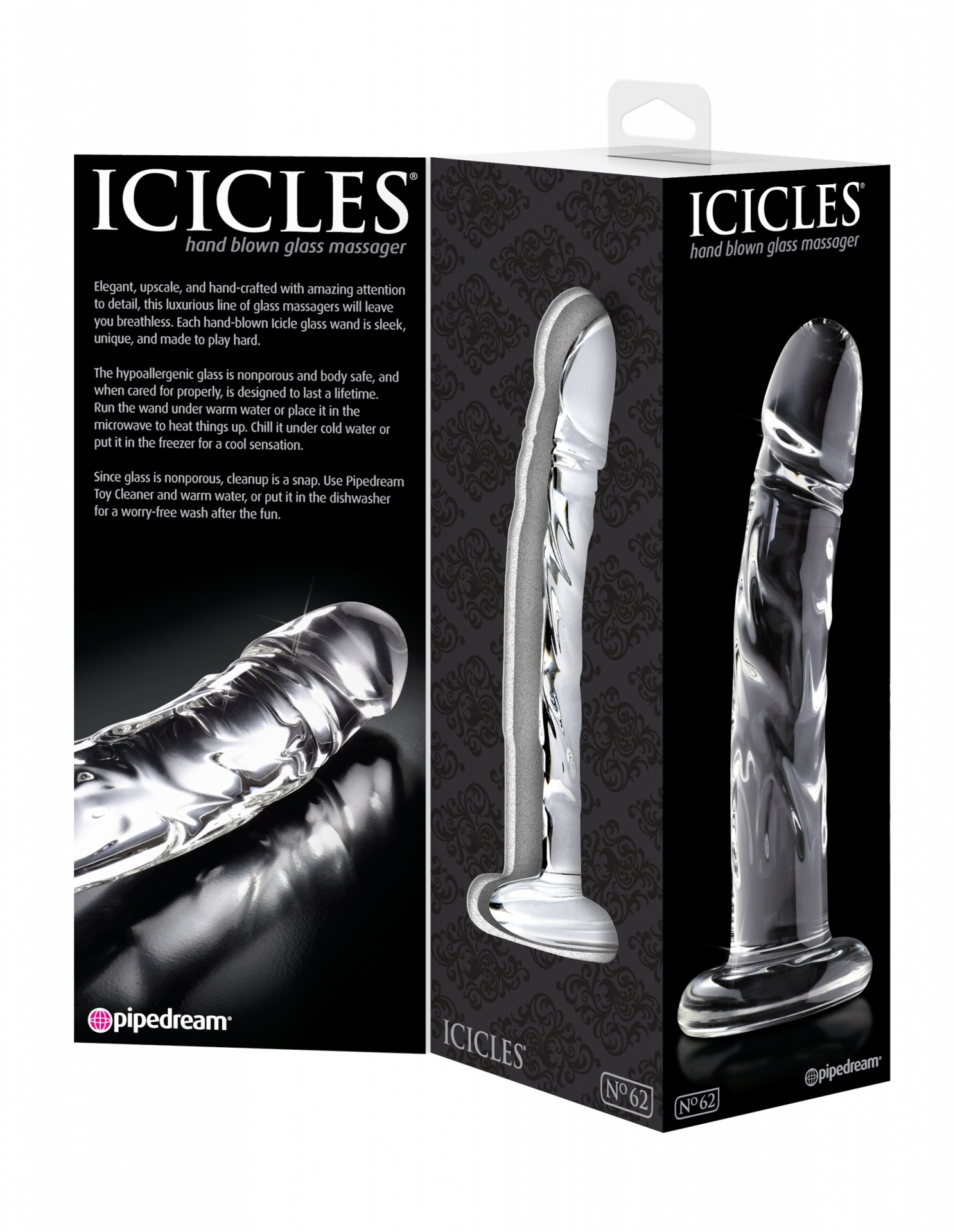 Pipedream Icicles No. 62 Dildo in Vetro Curvo G-Spot