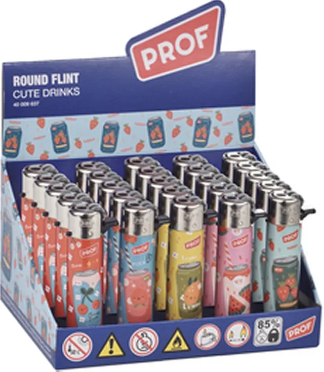 Prof Round Flint accendini pietrina Cute Drinks 25 pz