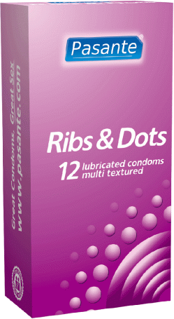 Pasante Ribs & Dots preservativi stimolanti 12 pezzi
