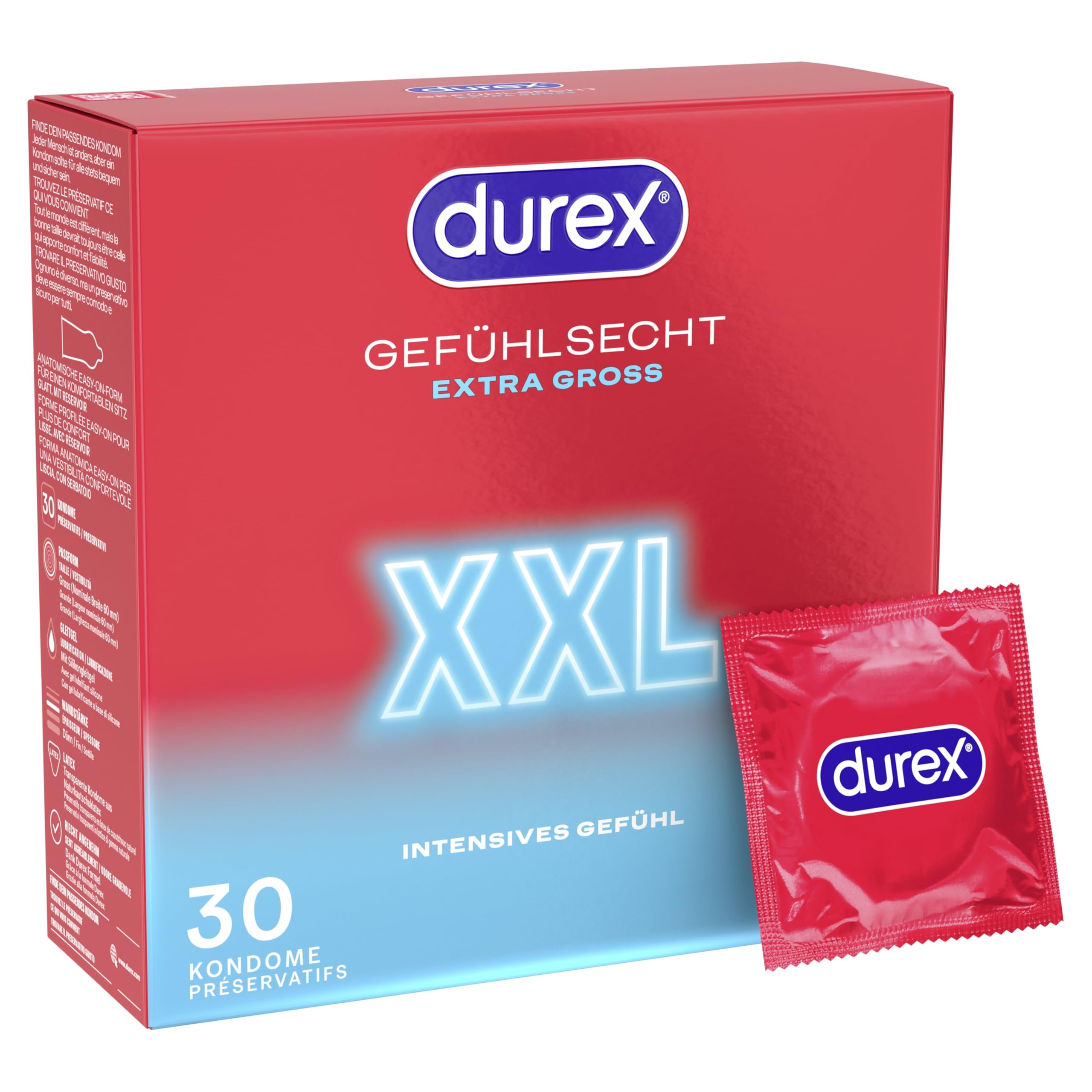 Durex Gefühlsecht XXL preservativi 22x6 cm comfort XL