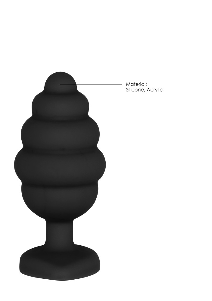 Ouch! Regular Ribbed Diamond Heart plug anale nero silicone