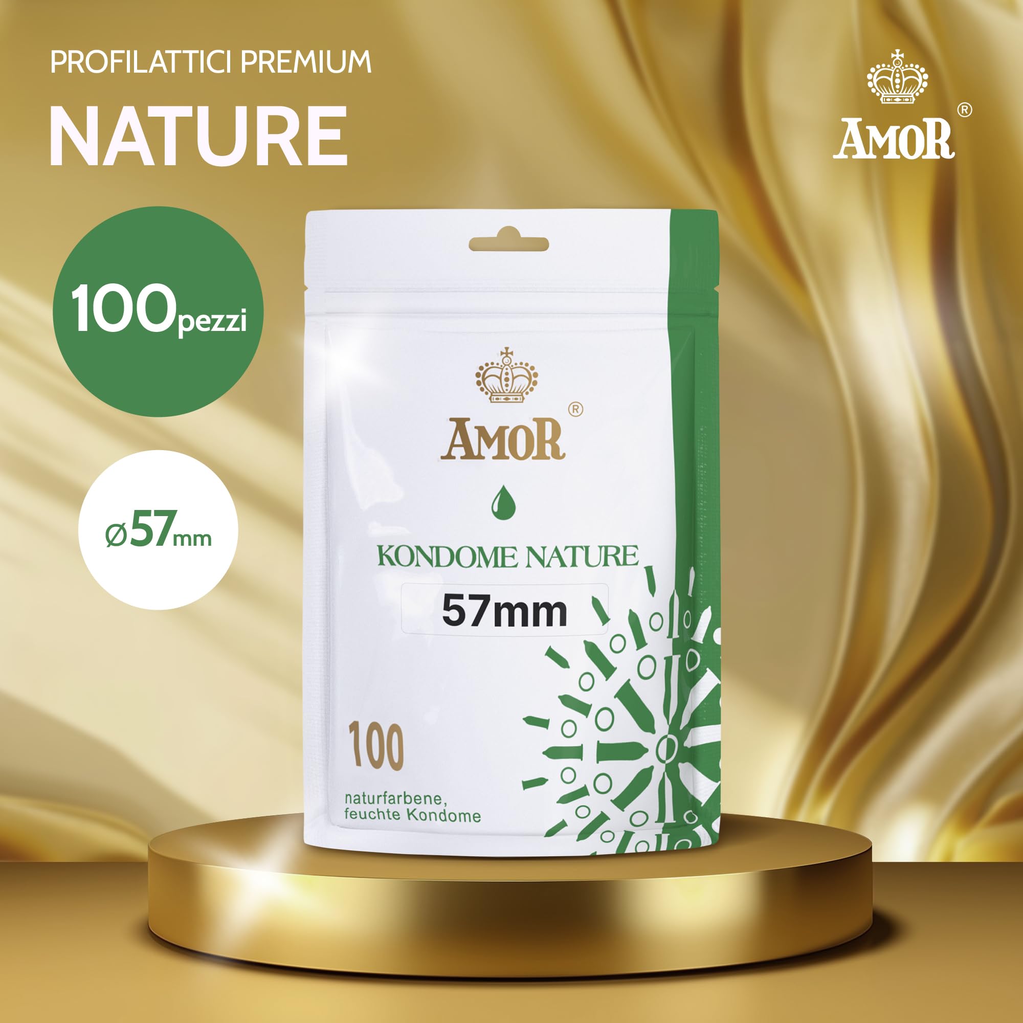 AMOR Nature 57 mm preservativi 100 pezzi trasparenti
