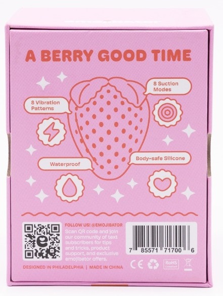 Emojibator Strawberry succhiaclitoride vibratore silicone