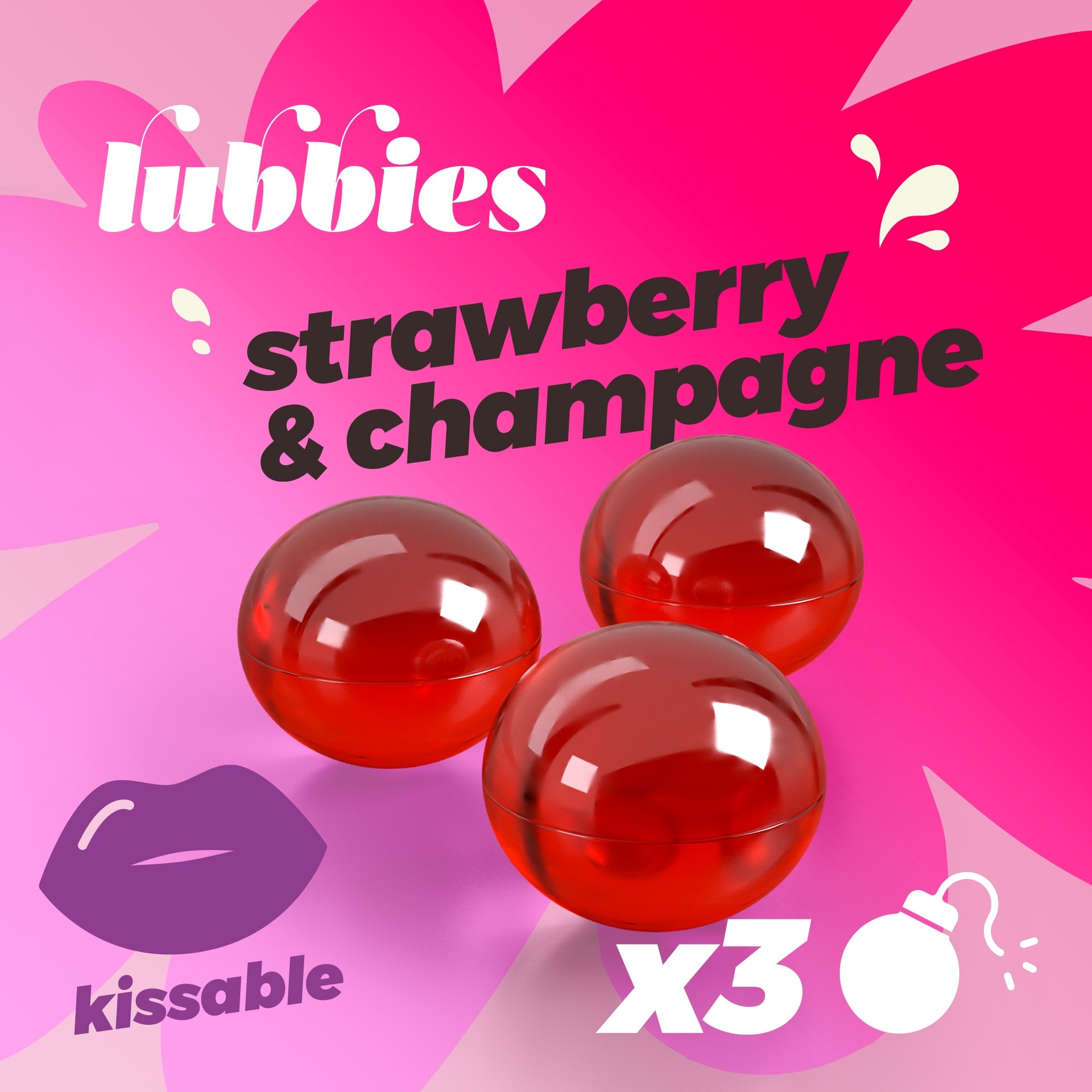 Crushious Lubbies fragola champagne palline brasiliane 3 pz