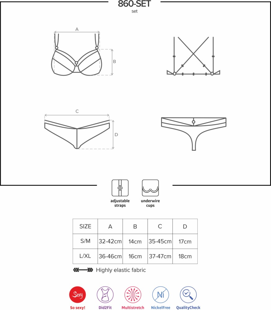 Obsessive 860 Set completino intimo nero in pizzo