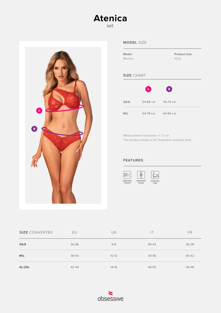 Obsessive Atenica completino intimo rosso XS/S pizzo