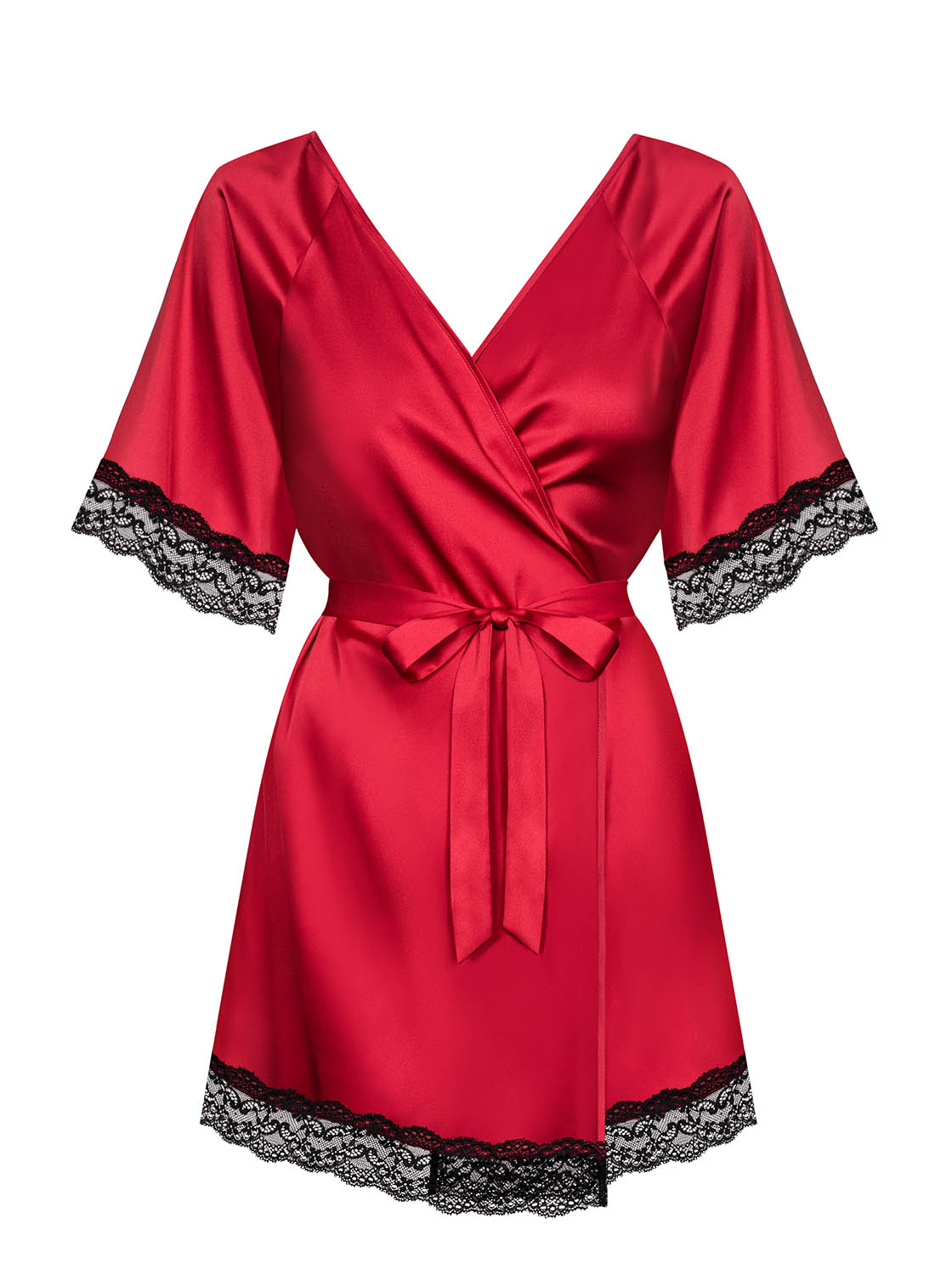 Obsessive Sensuelia Robe Rossa in Raso e Pizzo