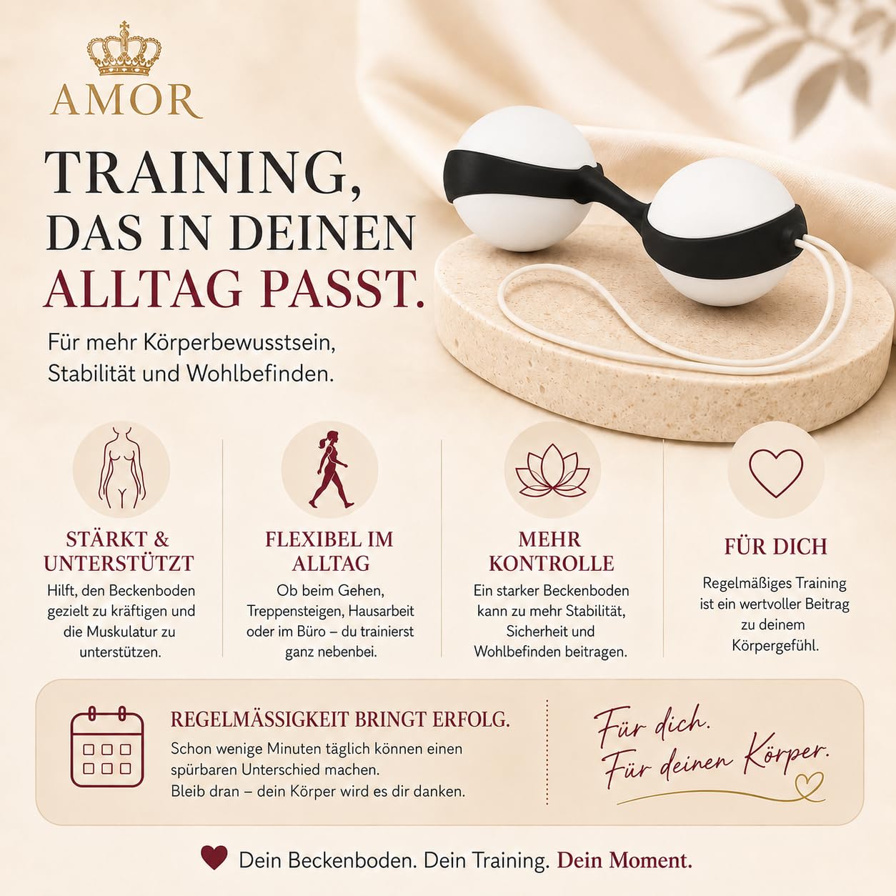 AMOR GymBalls Duo palline cinesi bianco nero 1 pezzo