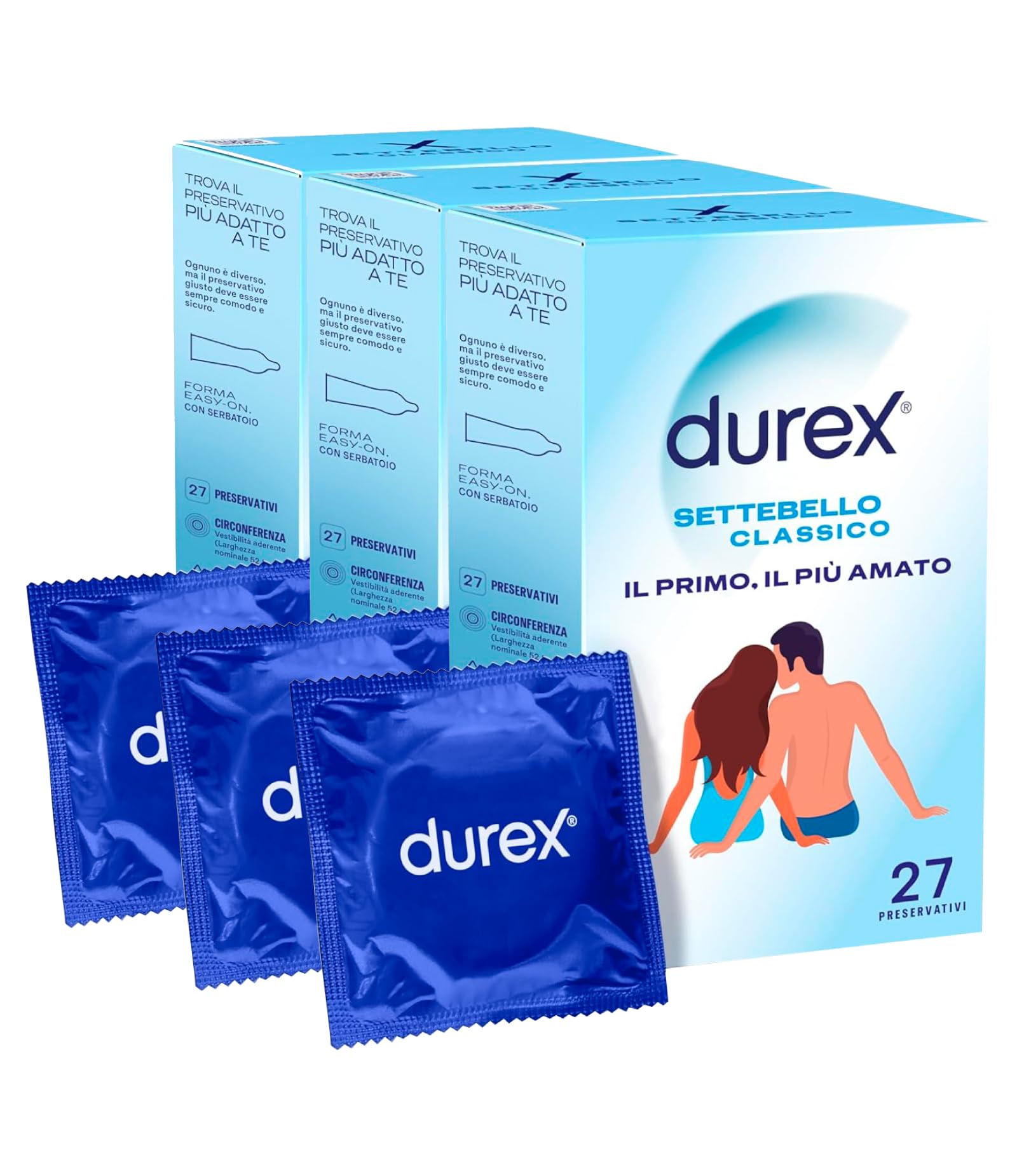 Durex Settebello Classico preservativi lattice 27 pezzi