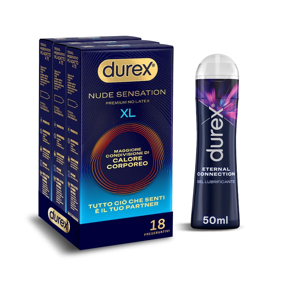 Durex Nude Sensation XL preservativi nitrile 18 pezzi + gel