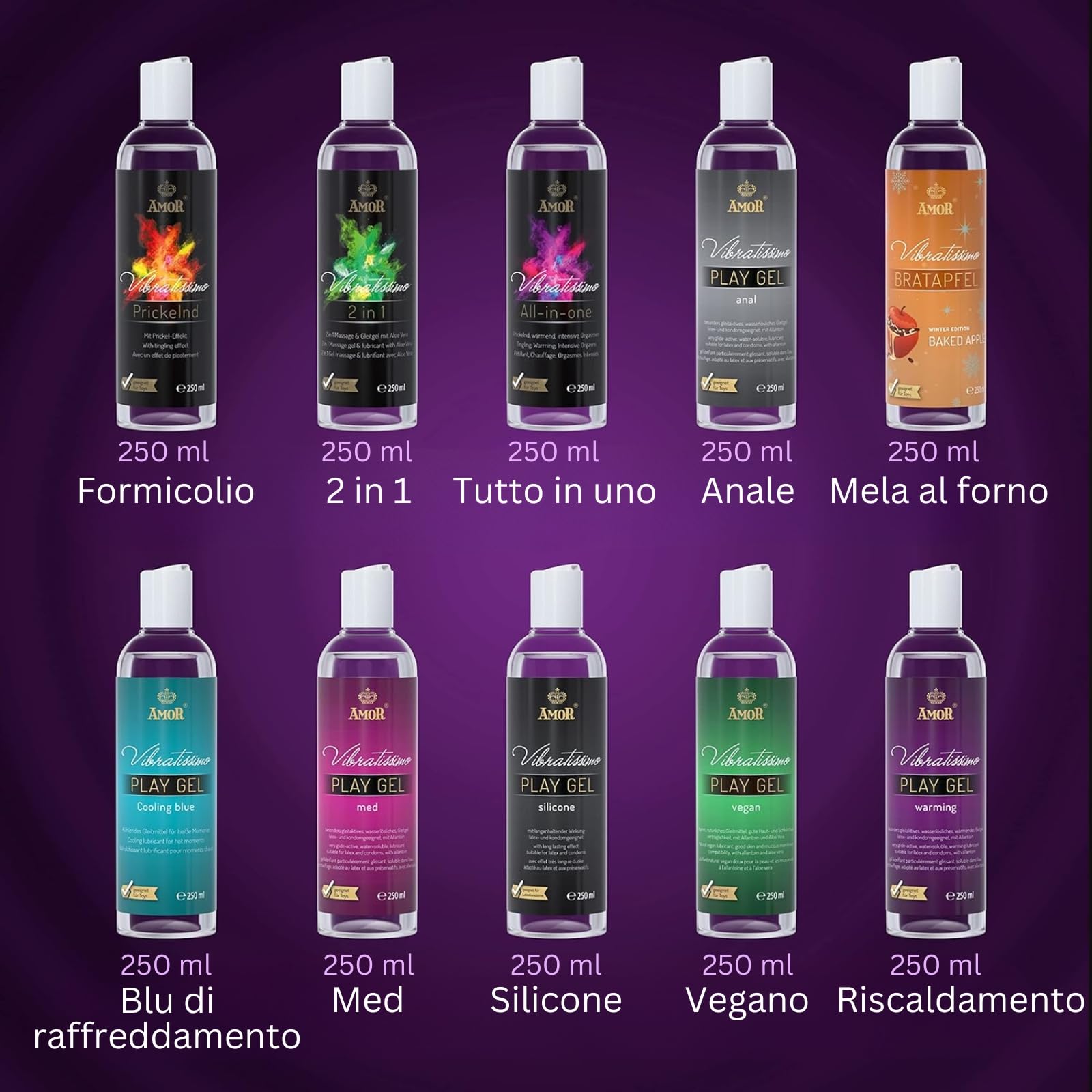 AMOR Vibratissimo Play Gel Med lubrificante 250 ml base acqua