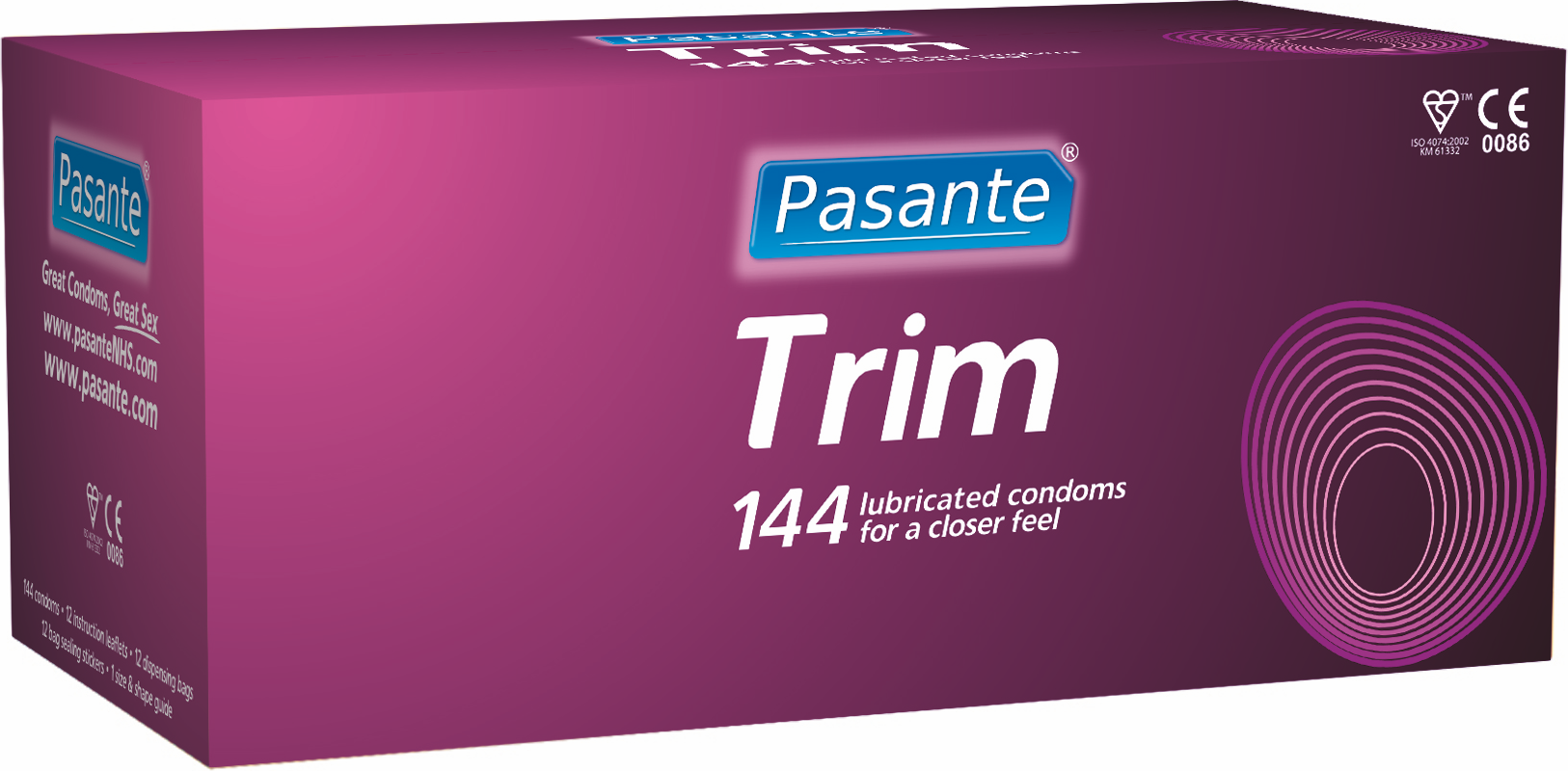 Pasante Trim preservativi aderenti 144 pezzi misura ridotta