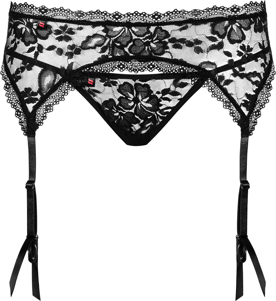 Obsessive Catia reggicalze pizzo nero + perizoma