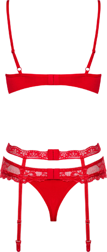 Obsessive Heartina completo intimo rosso 3 pezzi pizzo