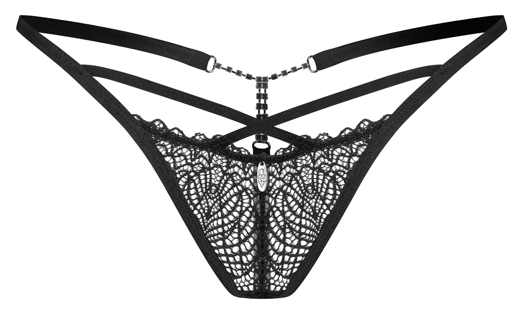 Obsessive Iliosa perizoma pizzo nero con strass
