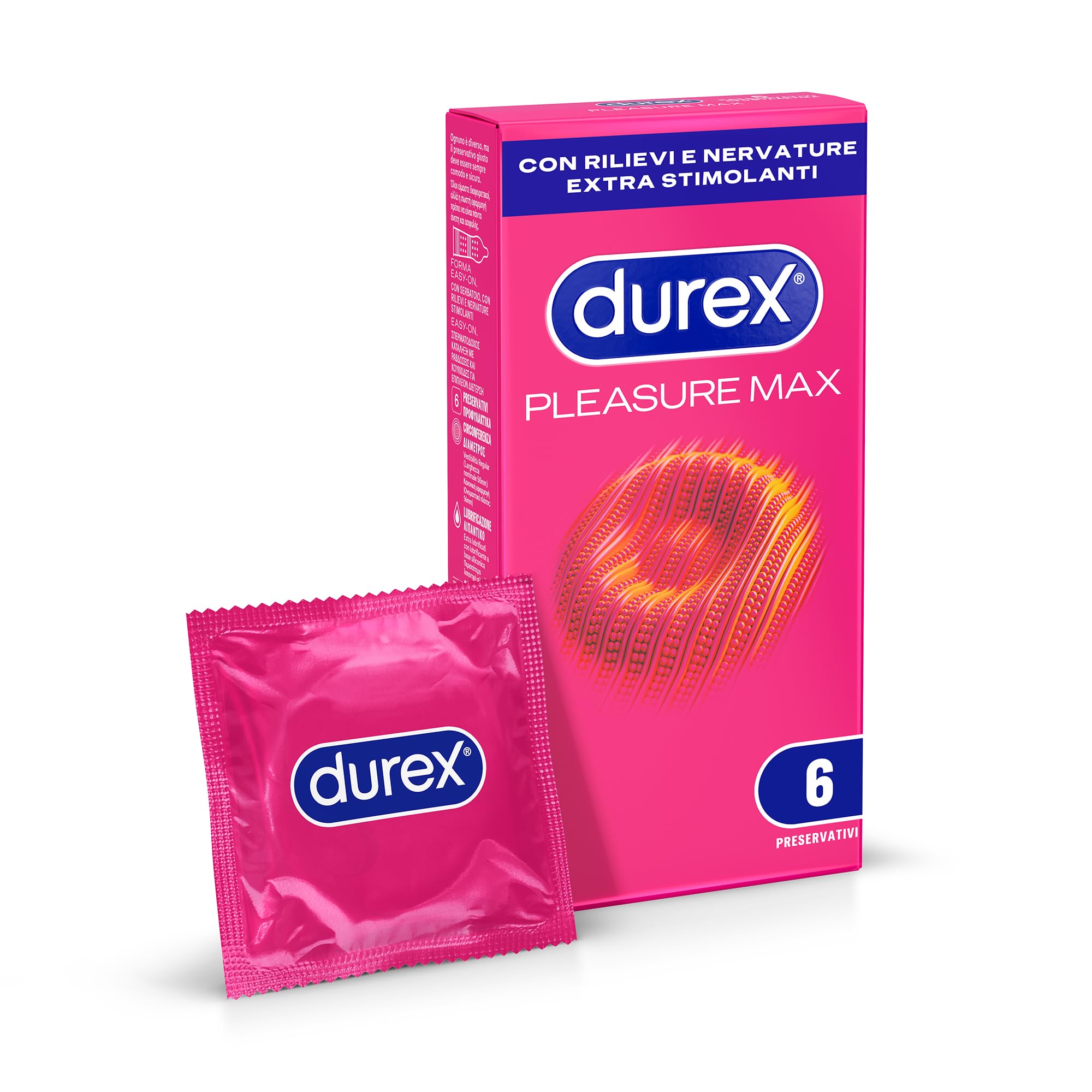 Durex Pleasuremax preservativi con nervature 12 pezzi