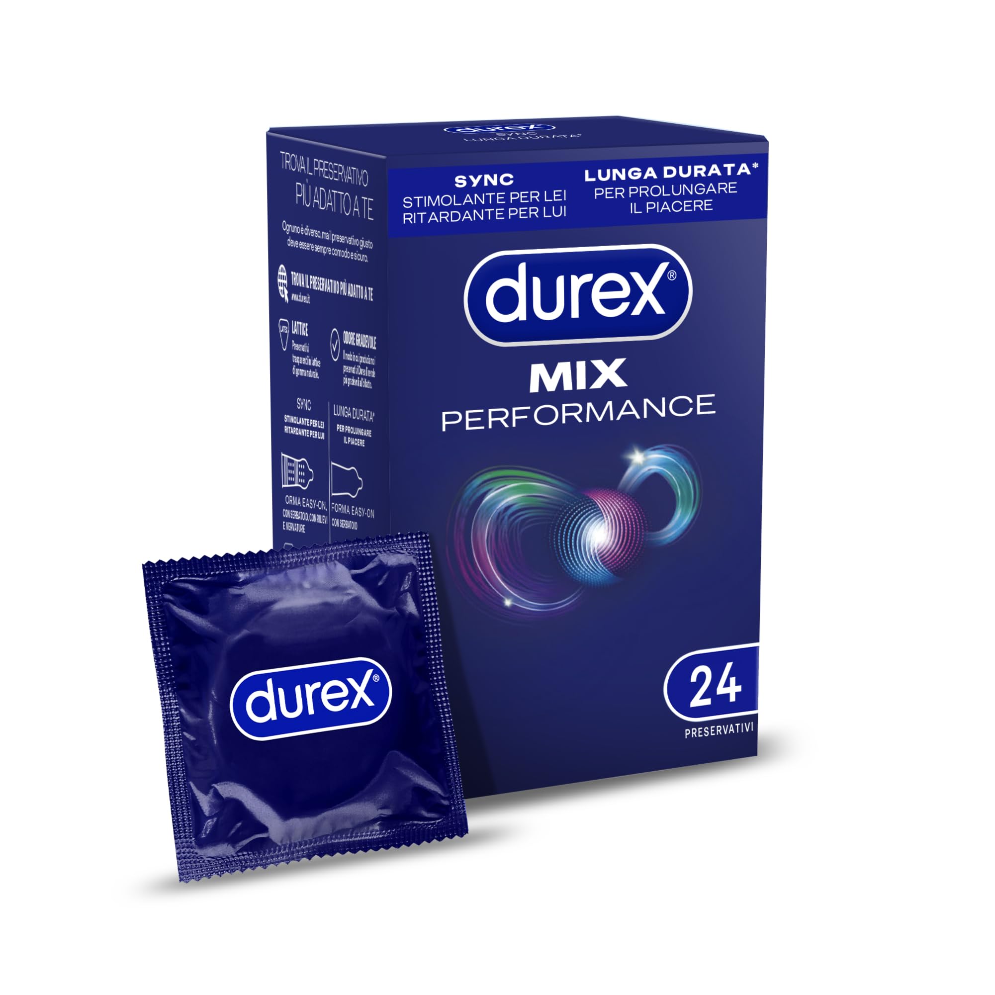 Durex Mix Performance preservativi 24 pezzi Sync e ritardanti