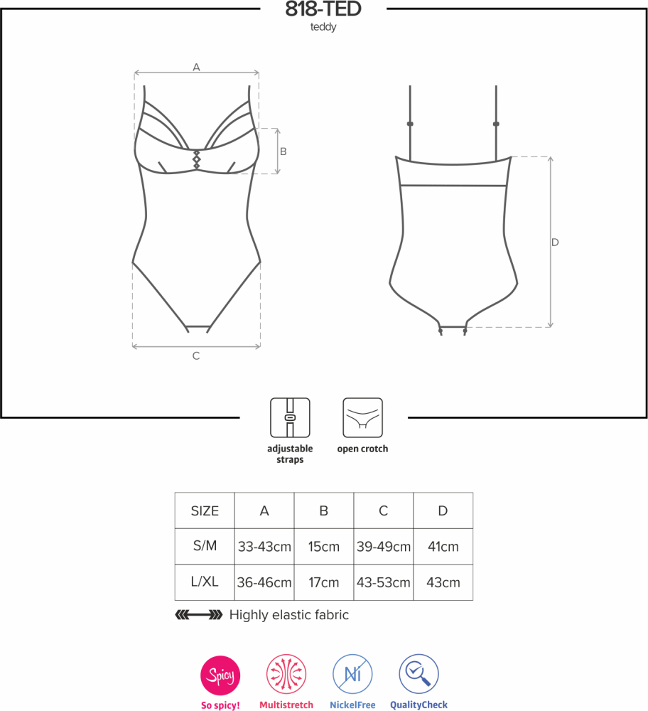Obsessive 818-TED-1 body sexy in pizzo trasparente