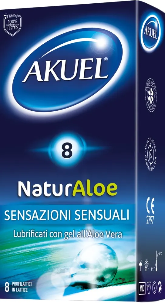 Akuel Naturaloe preservativi sottili 8 pezzi aloe vera