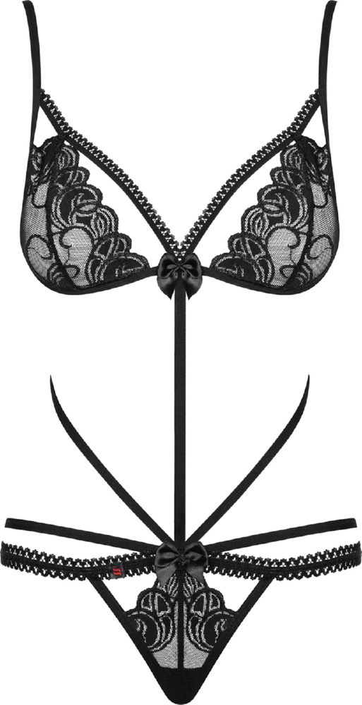 Obsessive Wonderia Teddy body nero in pizzo floreale