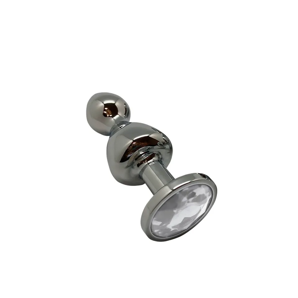Wooomy Lollypop plug anale metallo bianco con gioiello