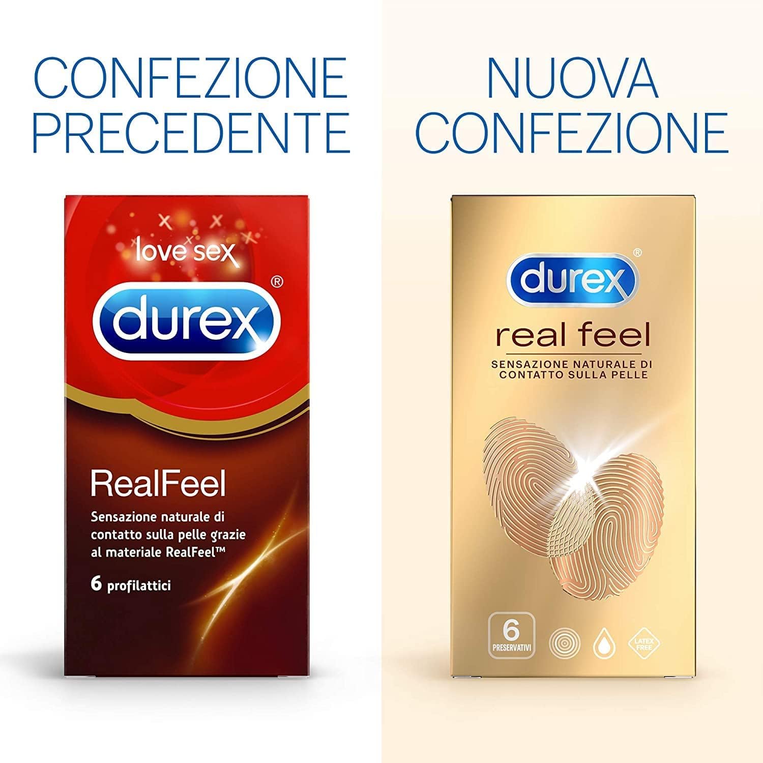 Durex Real Feel preservativi senza lattice 6 pezzi
