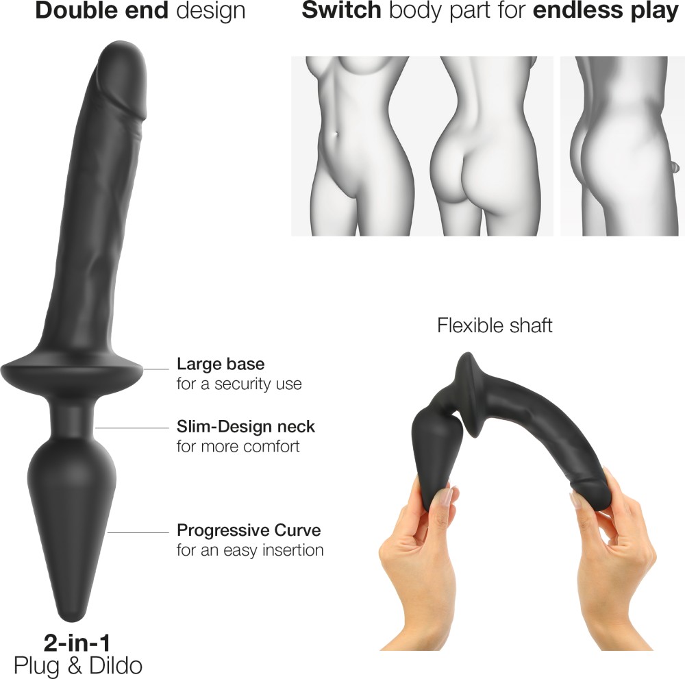 Strapon-me Switch Plug-in dildo plug nero taglia S