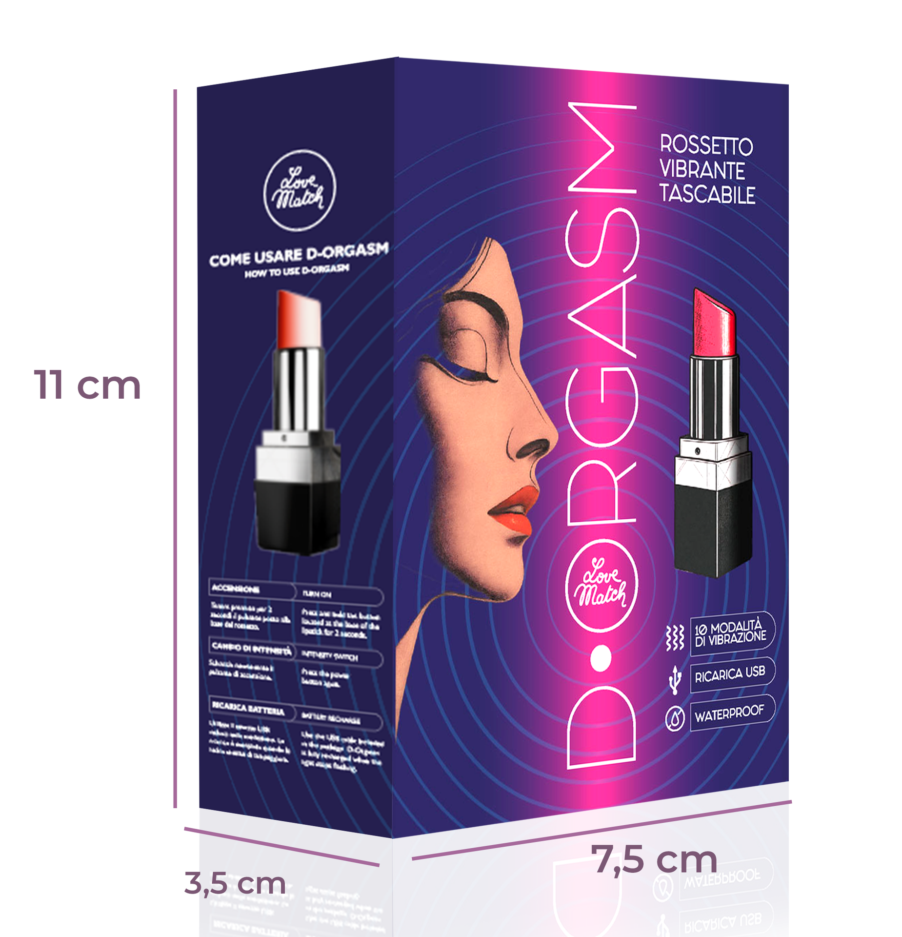 Love Match D-Orgasm rossetto vibrante silicone impermeabile