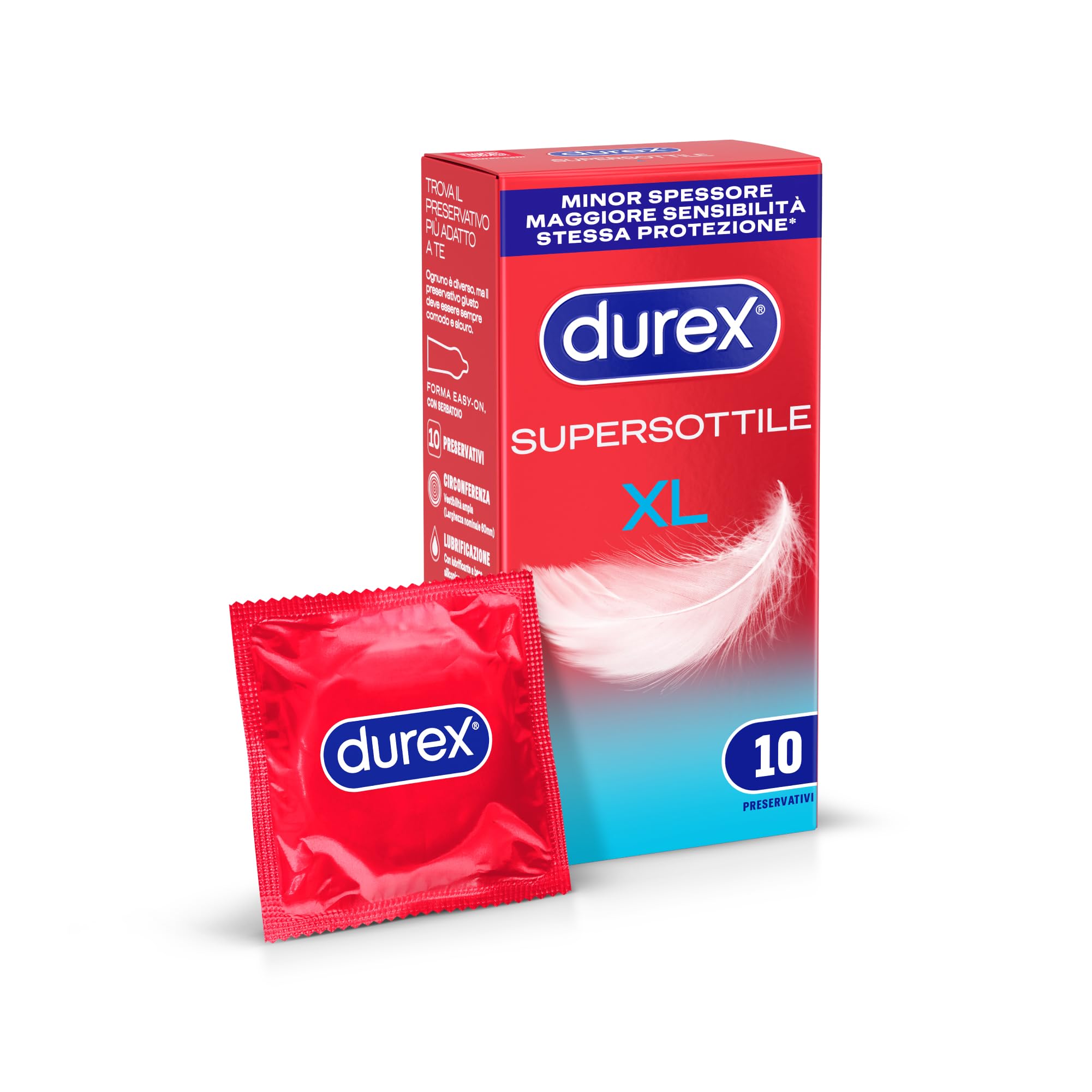 Durex SuperSottile XL Preservativi Sottili 10 Pezzi 60 mm