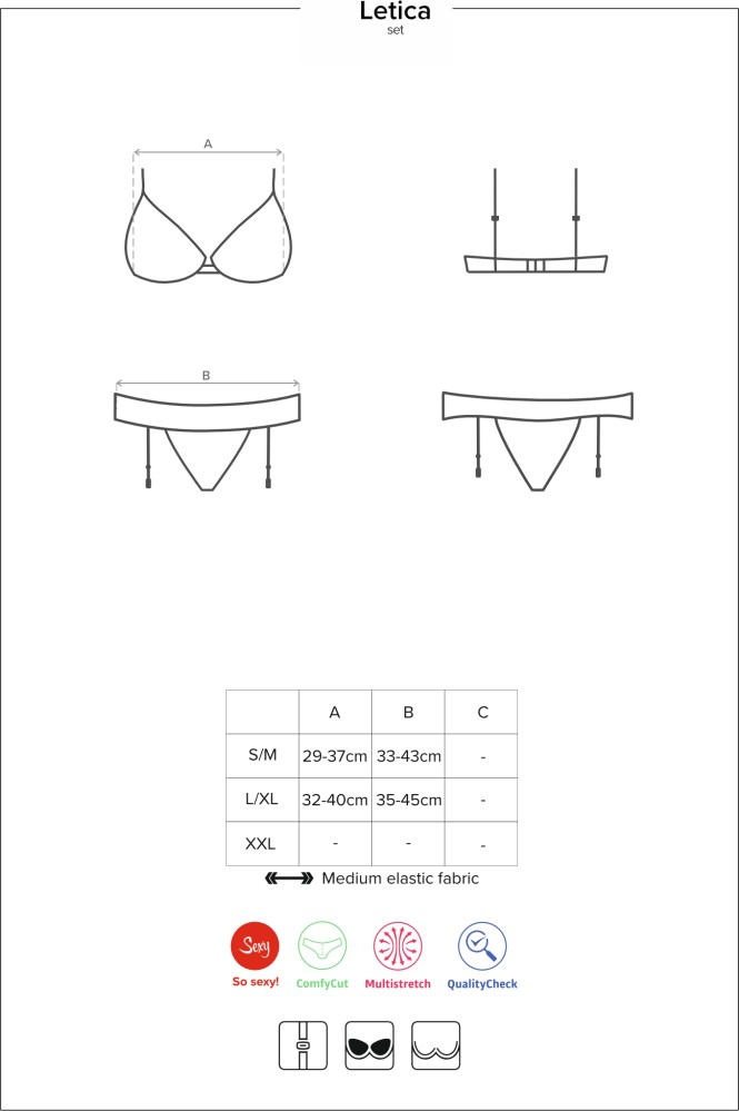 Obsessive Letica set intimo cupless pizzo nero elastico