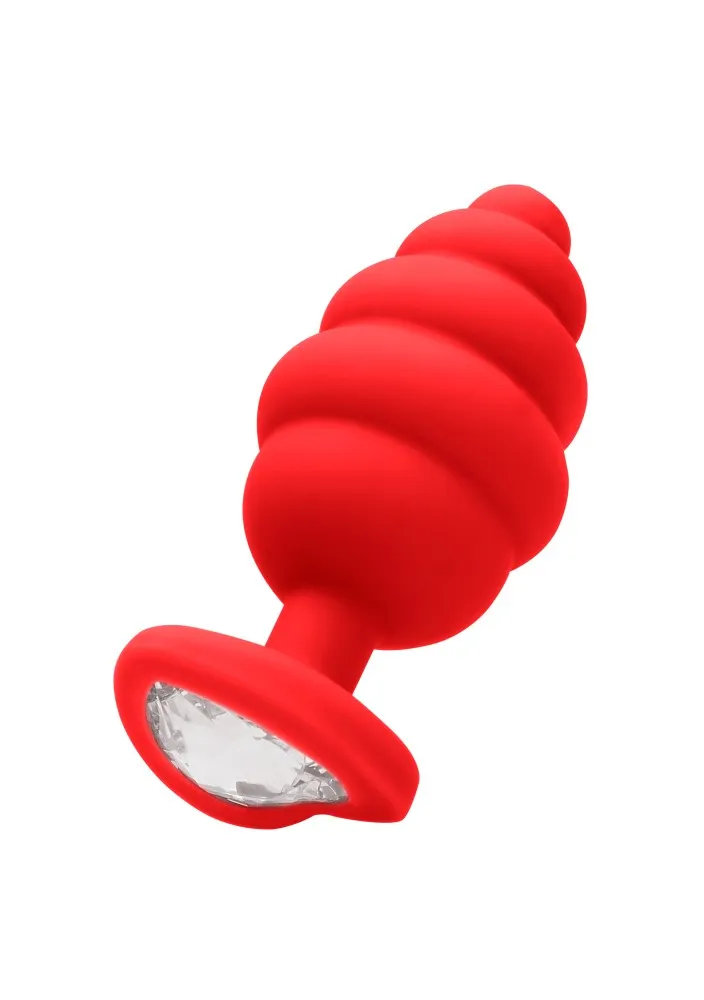 Ouch! Regular Ribbed Diamond Heart plug anale nero silicone