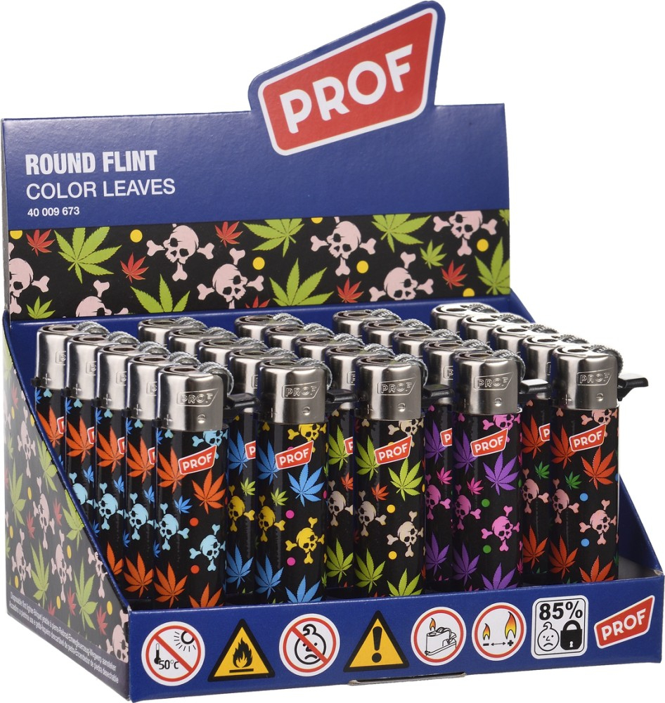 Prof Round Flint Leaves accendini box 25 a pietrina