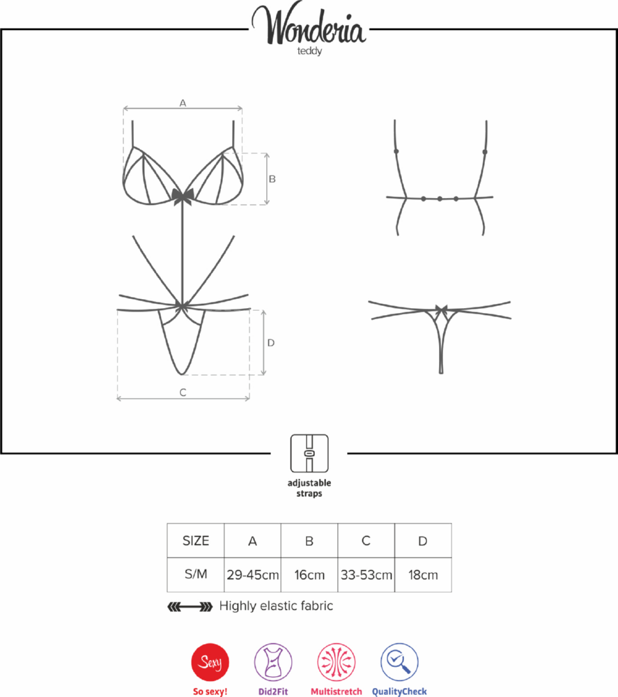 Obsessive Wonderia Teddy body nero in pizzo floreale