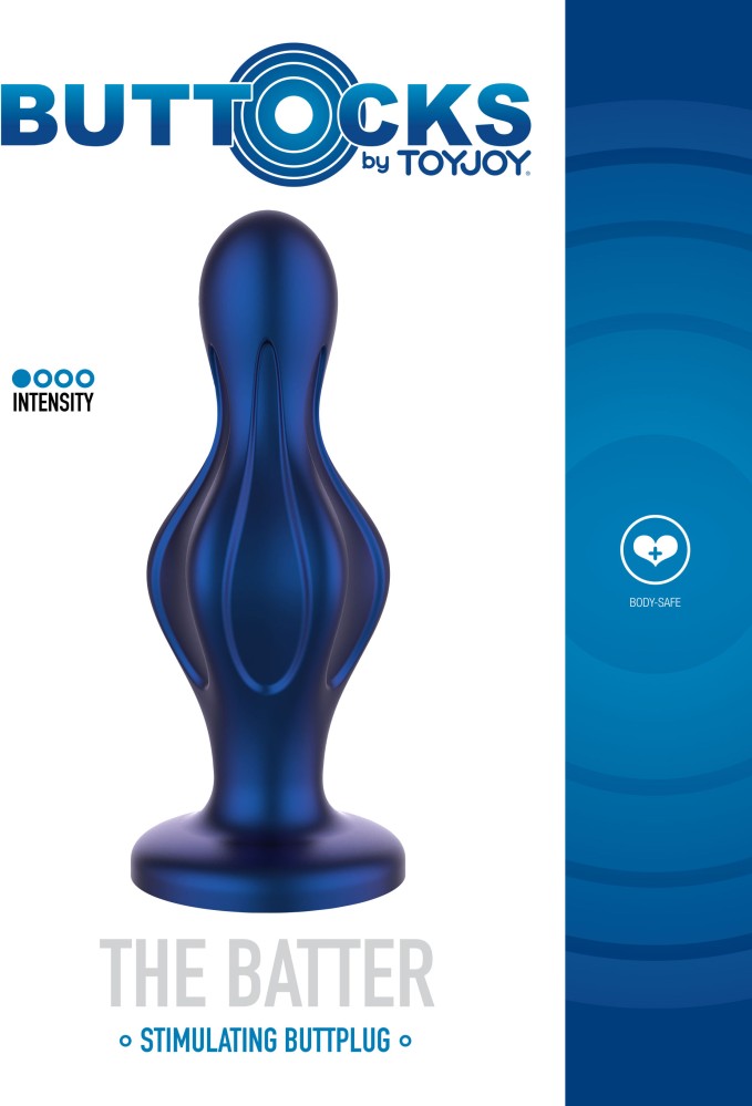 Toyjoy The Batter plug anale blu metallizzato in silicone
