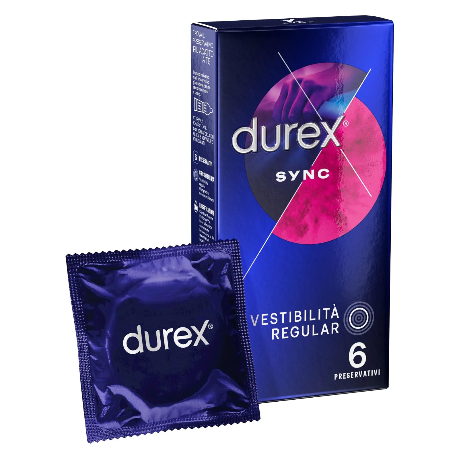 Durex Sync preservativi ritardanti 24 pezzi con rilievi