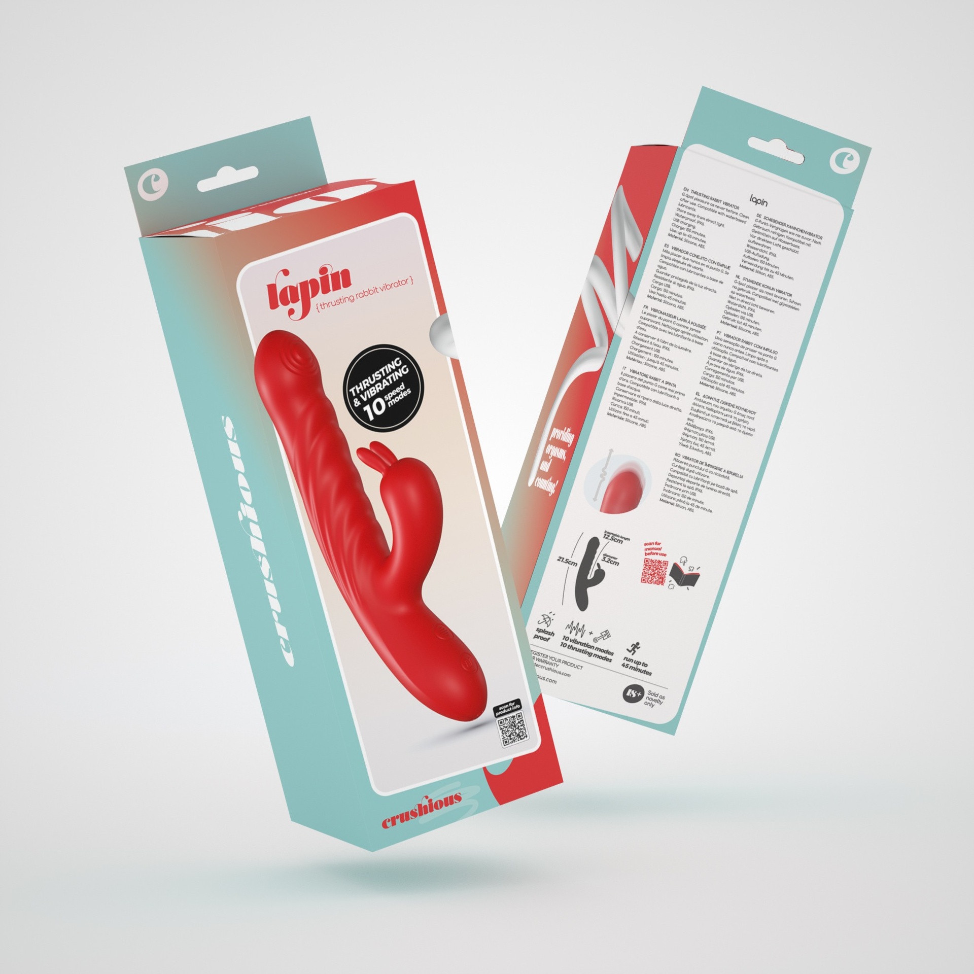 Crushious Lapin vibratore rabbit rosso silicone