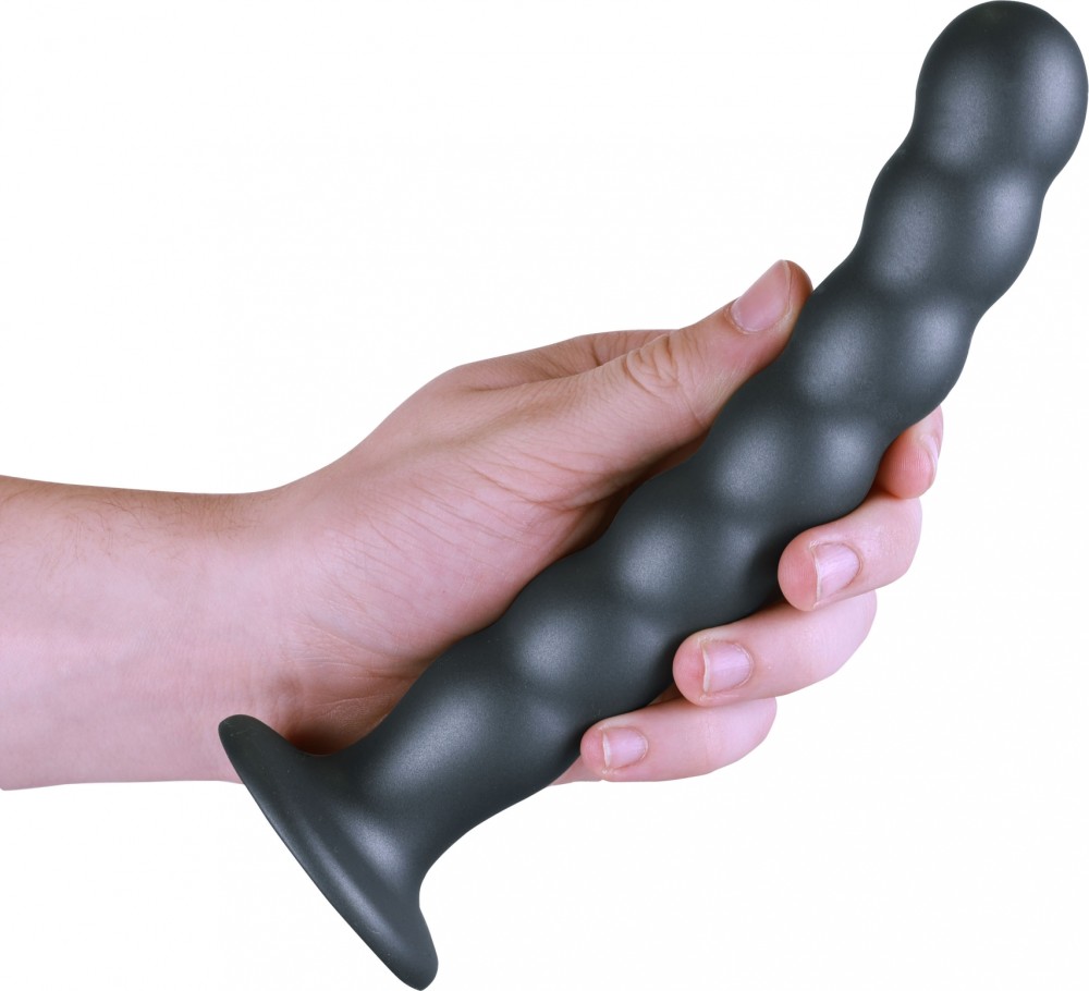 Ouch! Beaded G-Spot Dildo 8" grigio silicone con ventosa