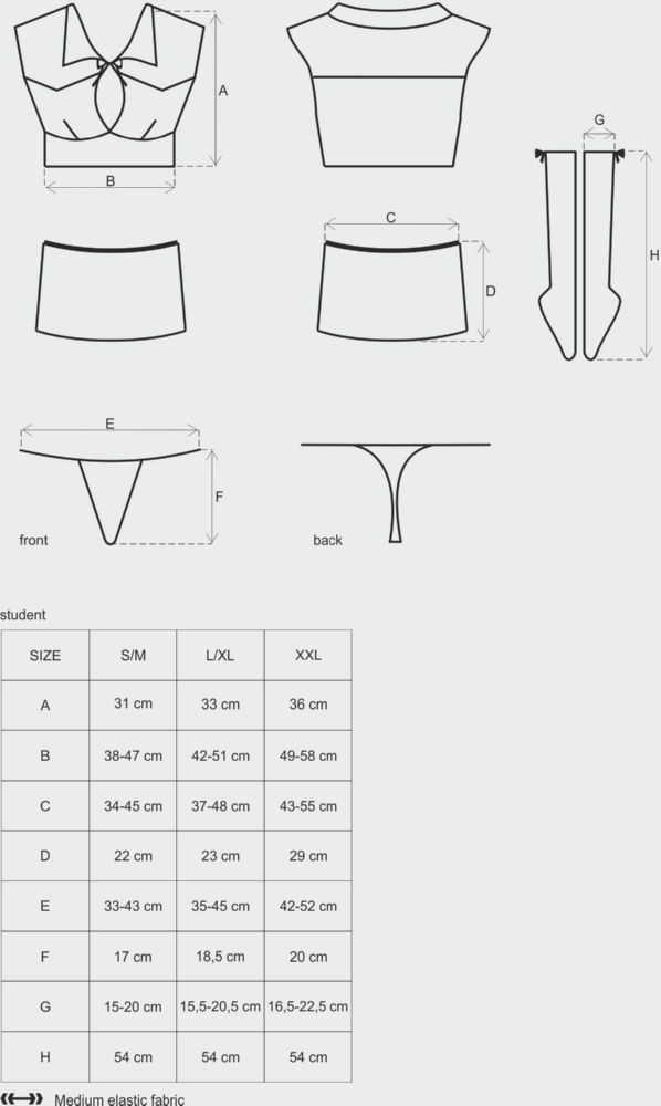 Obsessive Student 4 Pcs costume collegiale sexy 4 pezzi