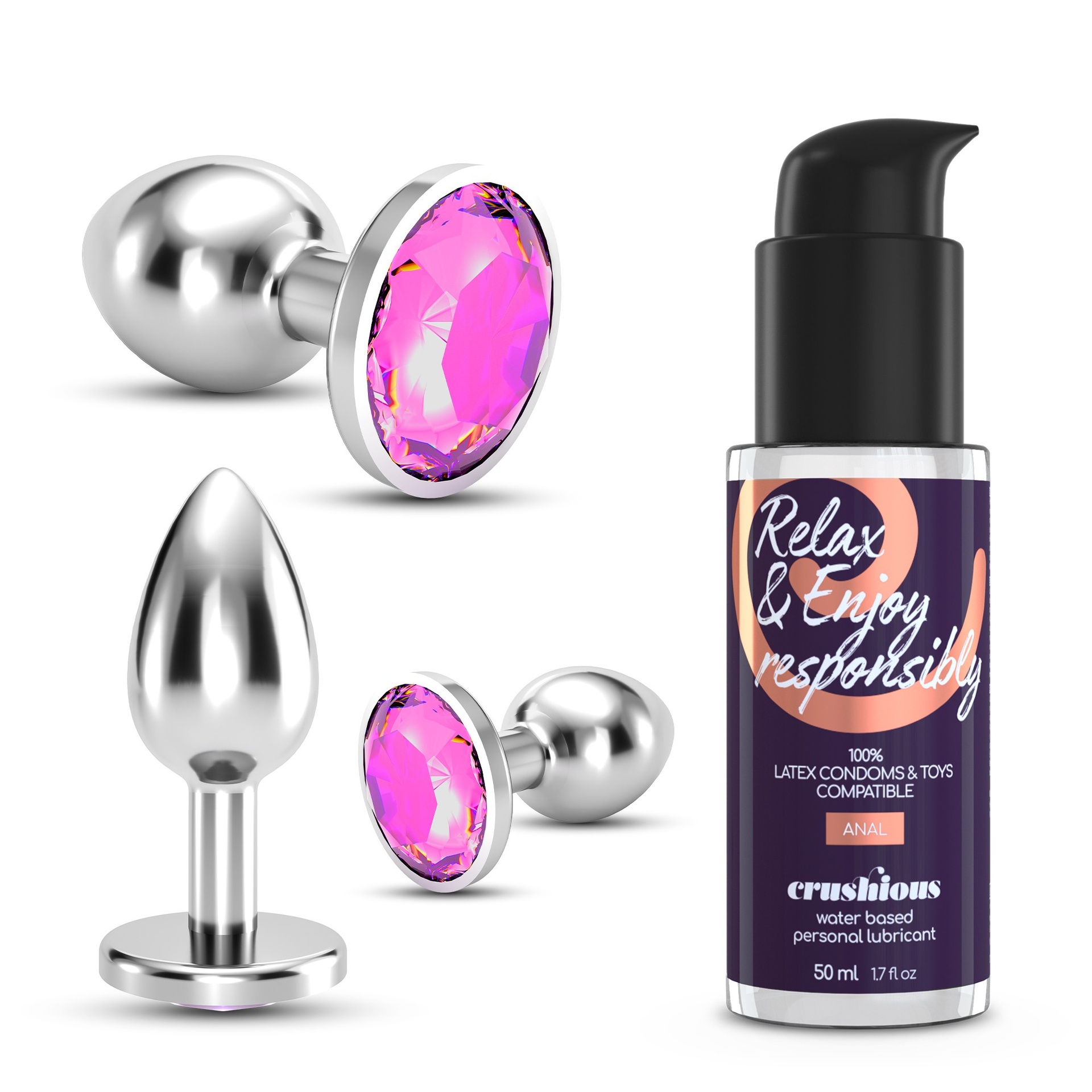 Crushious Bijou Wet Train Trio plug anali metallo 3 pz