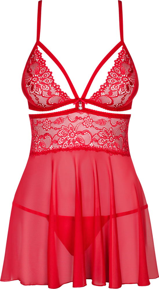 Obsessive 838-BAB-3 babydoll con perizoma rosso