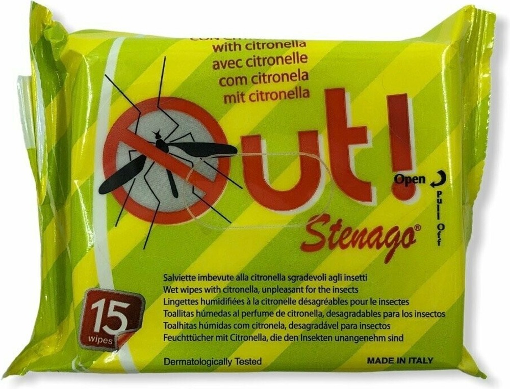 Out! Salviette Antizanzare Citronella 15 Pezzi Fresche
