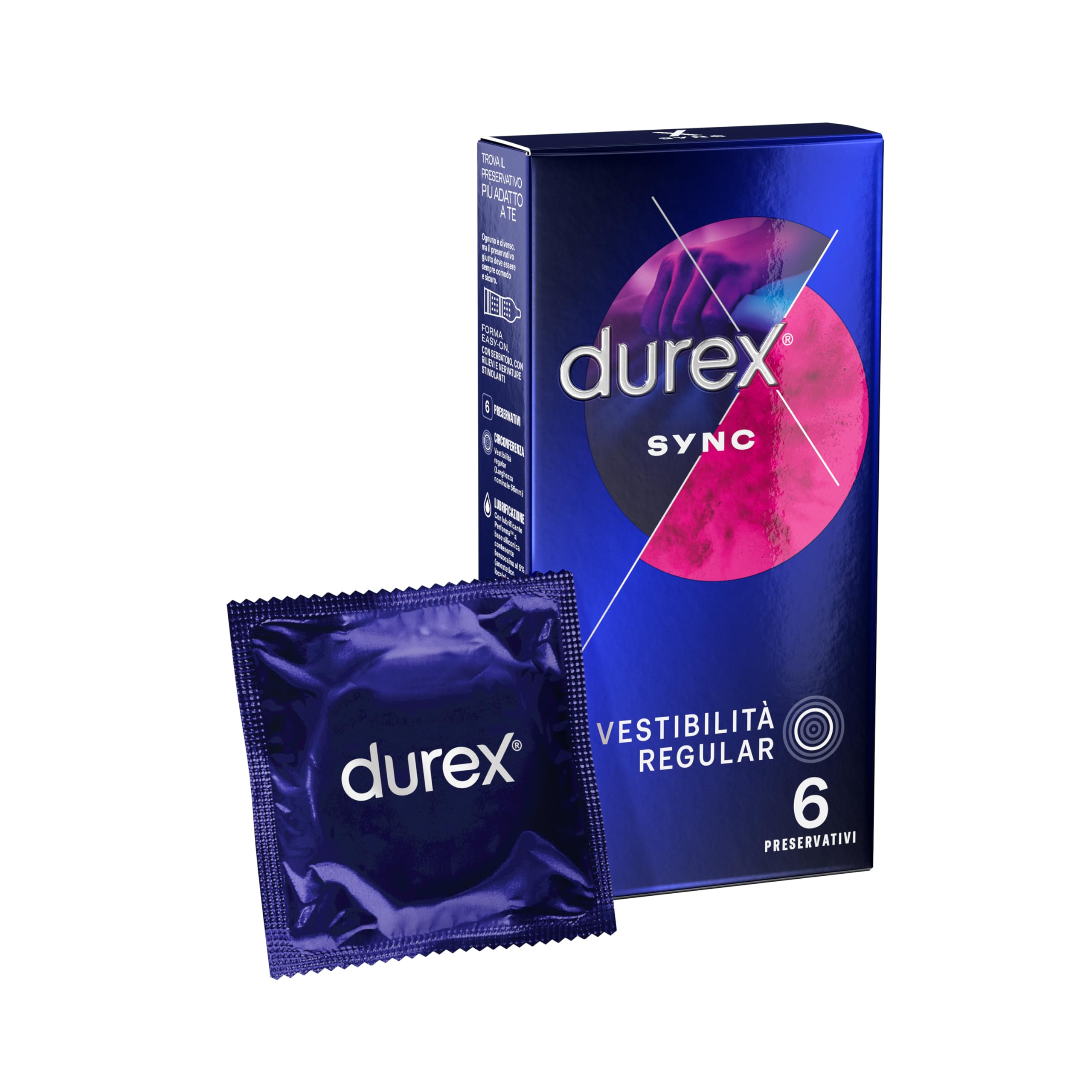 Durex Sync preservativi 6 pezzi ritardanti stimolanti
