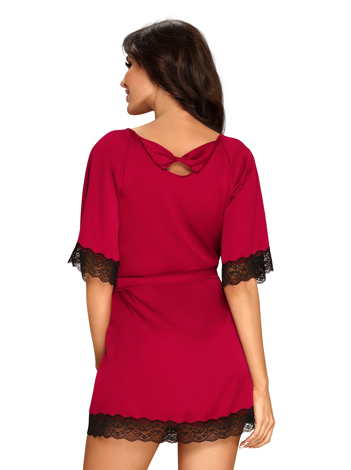 Obsessive Sensuelia Robe Rossa in Raso e Pizzo