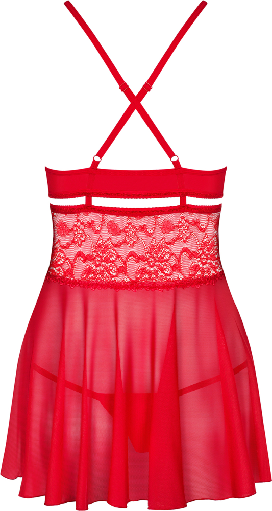 Obsessive 838-BAB-3 babydoll con perizoma rosso
