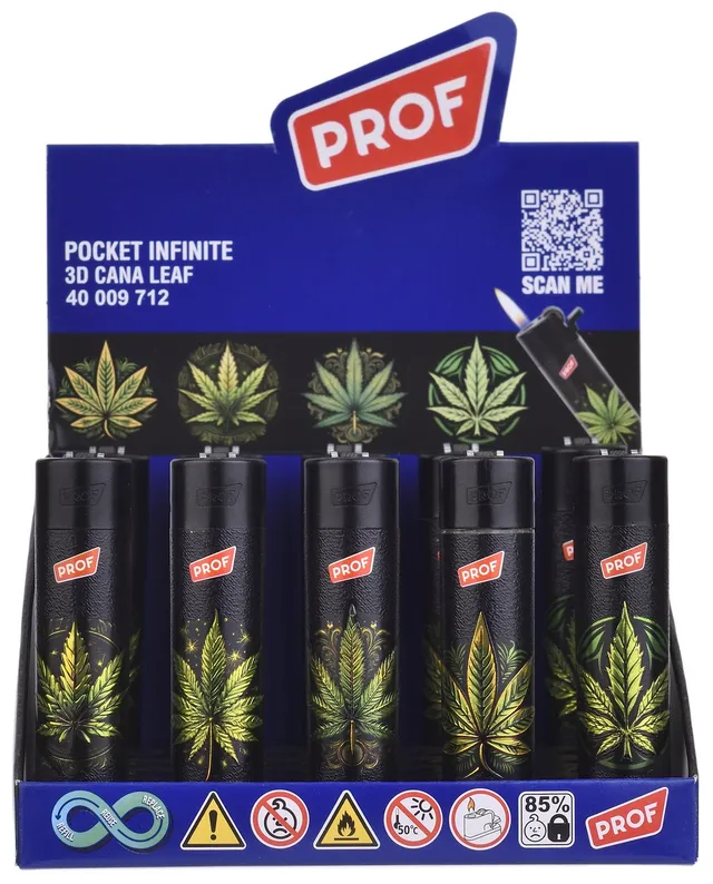 Prof Round Flint Cana Leaf accendino a pietrina box 25 fiamma regolabile