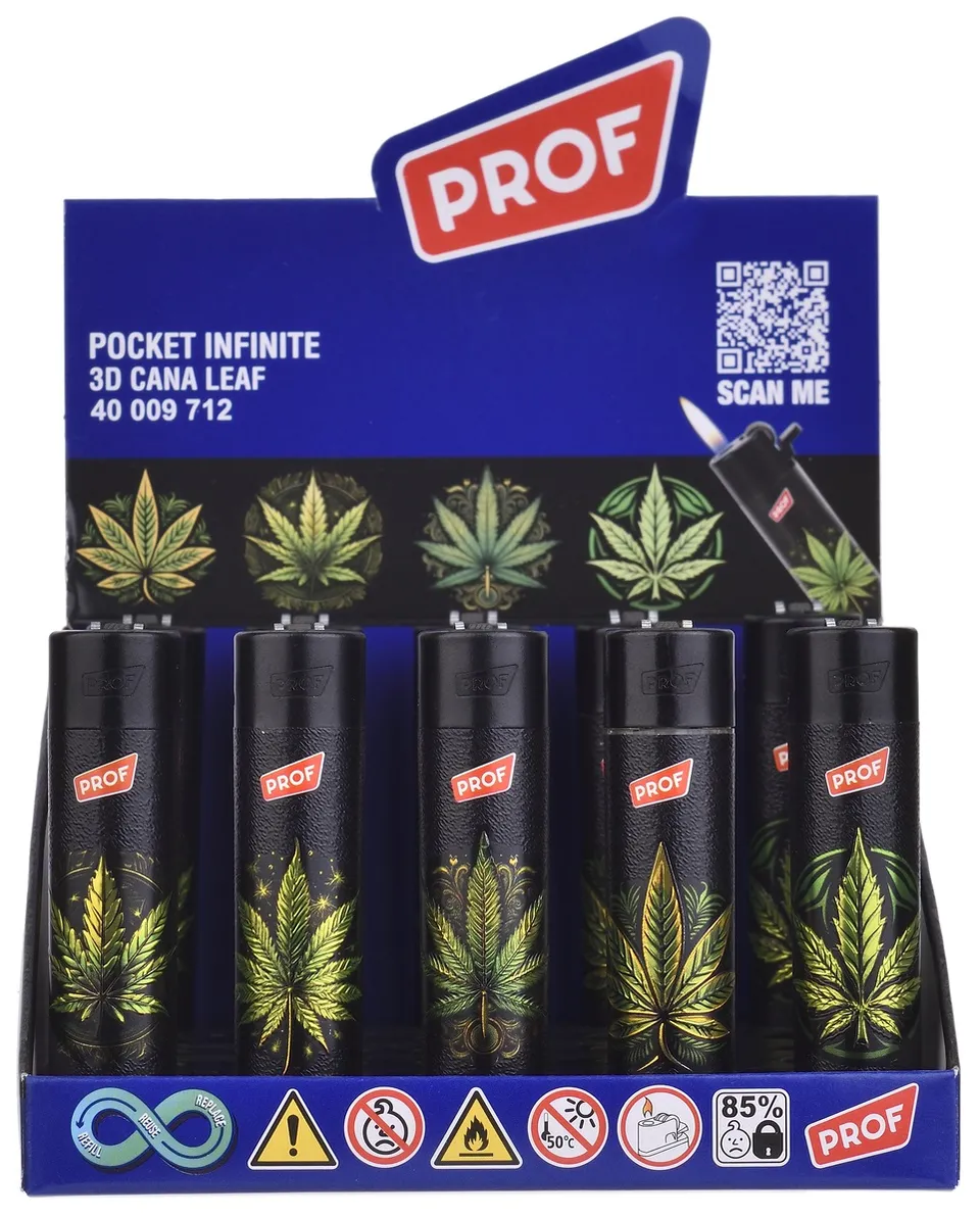 Prof Round Flint Cana Leaf accendino a pietrina box 25 fiamma regolabile