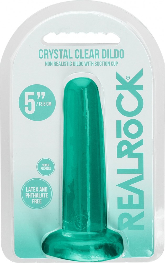 RealRock Crystal Clear dildo con ventosa turchese 13,5 cm