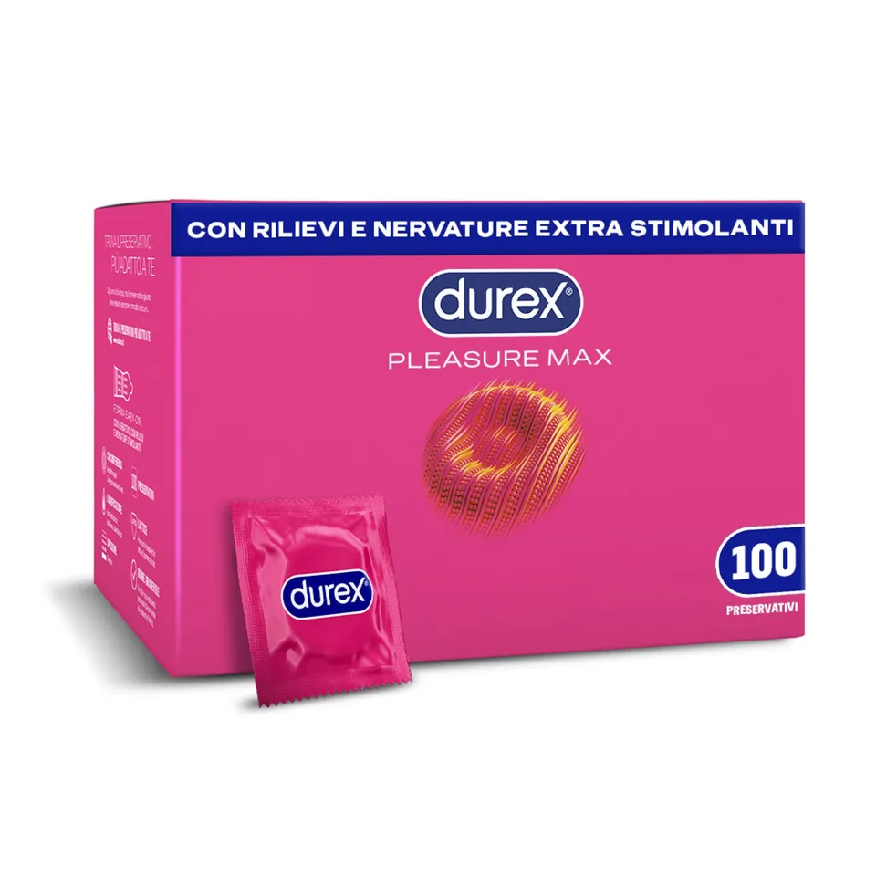 Durex Pleasuremax Preservativi 100 Pezzi con Rilievi